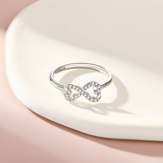 Women's Sterling Sier Bow Love Heart-shaped Design Rings