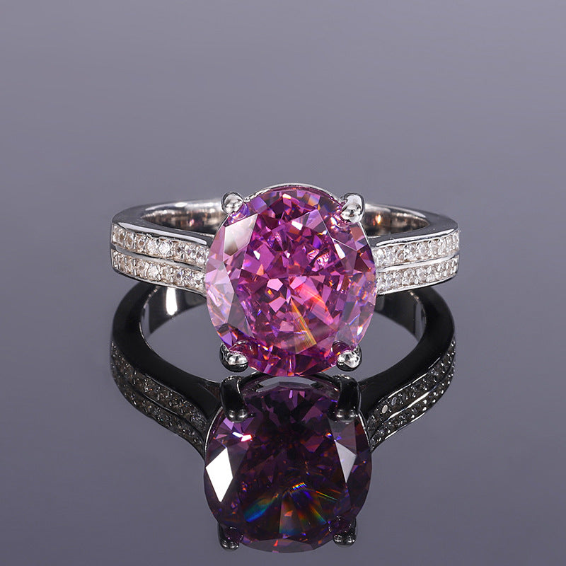 Women's Jewelry Sier High Carbon Diamond Pink Color Rings