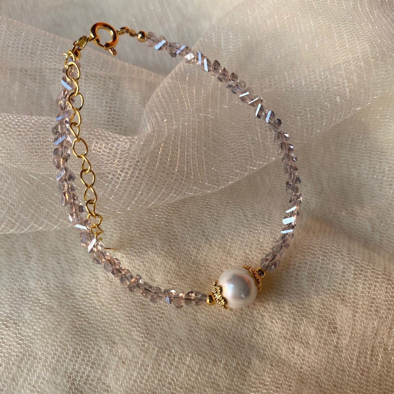 Gray Amethyst Shell Pearls Pearl Simple Bracelets