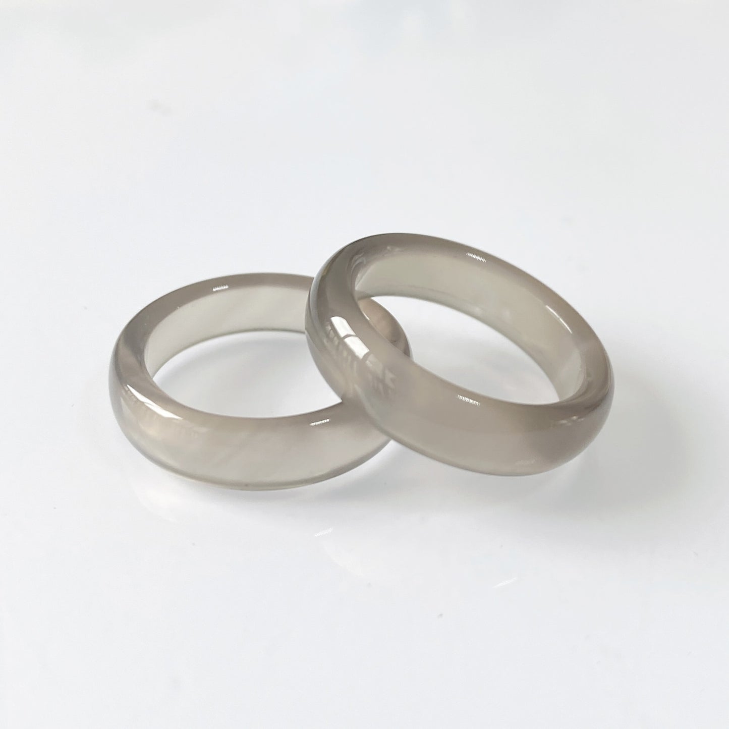 Natural Agate Shank Flexible Jade Chalcedony Couple Live Ring