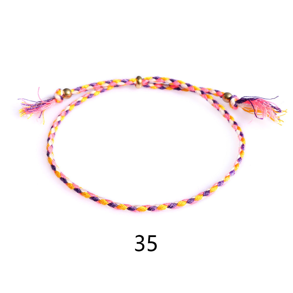 Women's & Men's Colorful Cotton String Friendship Copper Bead Bracelets