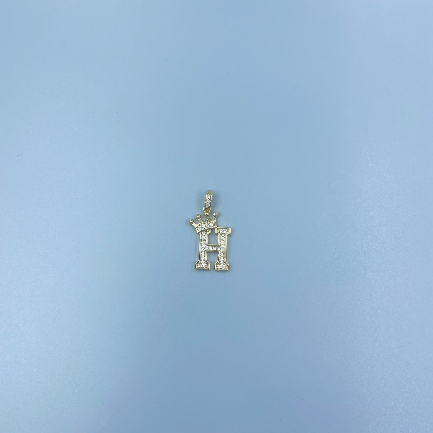 Full Diamond Crown Letters Copper Plated Real Gold Inlaid Zircon Pendant