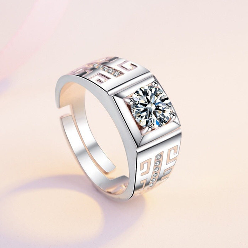 Women's & Men's Diamond Simulation Zircon Opening Wedding Gold Rings