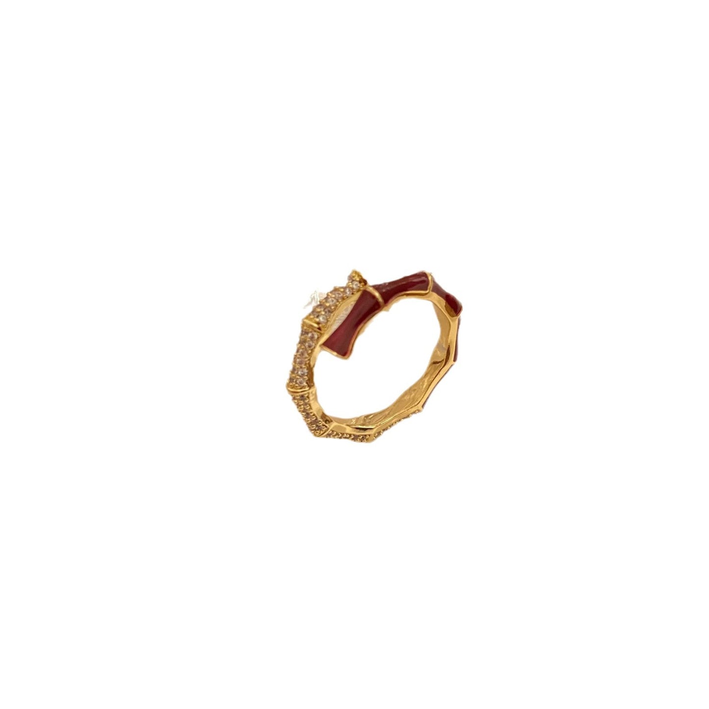 Copper Gold-plated High-rise Bamboo Female Fashion Rings