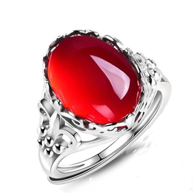 Women's Open Crown Diamond Hollow Pattern Adjustable Ethnic Rings