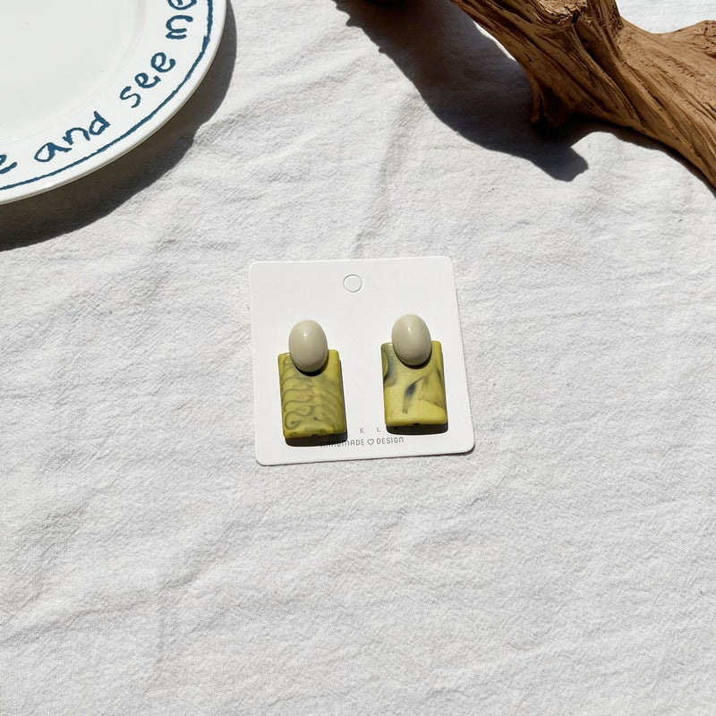 Marble Pattern Resin Acrylic Fashion Style Simple Earrings