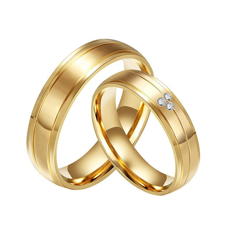 Jewelry Titanium Steel Electroplated Gold Couple Rings