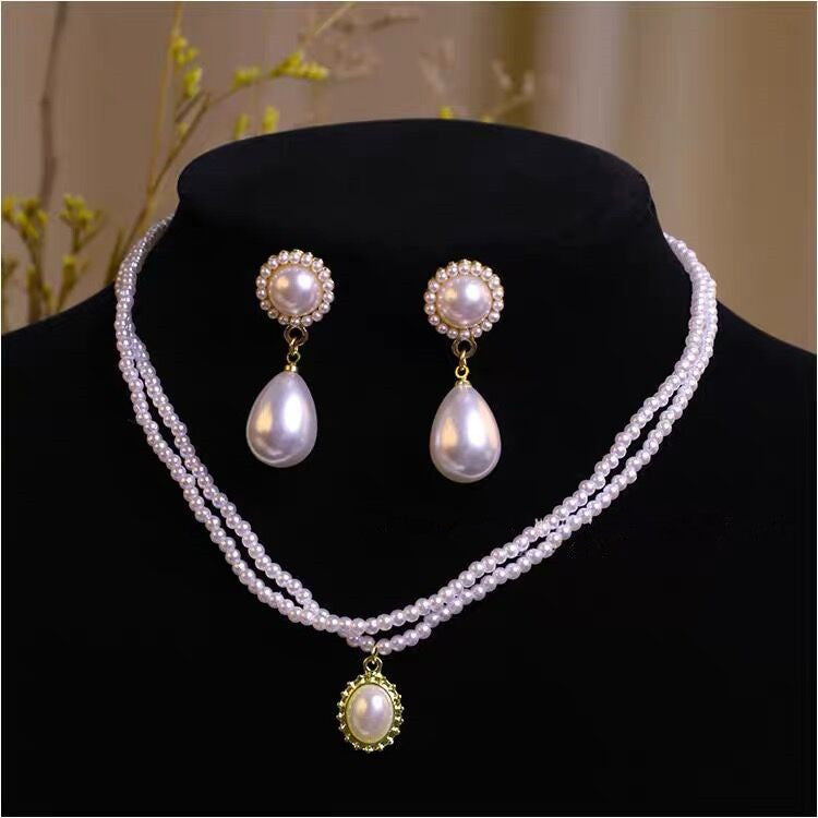 Women's Drop Tassel Pearl Double Layer Temperament Clavicle Chain Necklaces