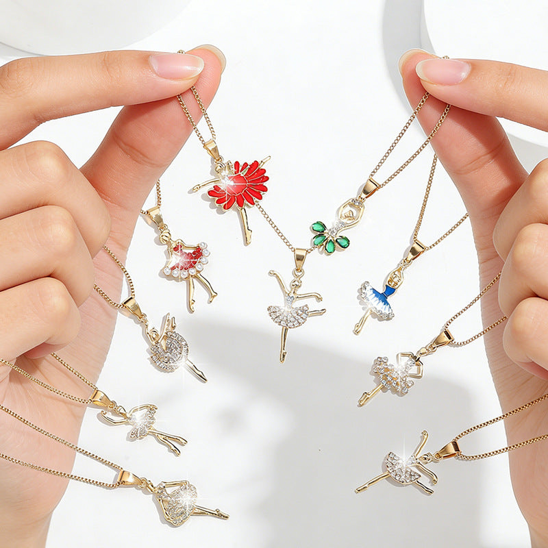 Comfortable Rhinestone Glass Pearl Ballet Cute Pendants