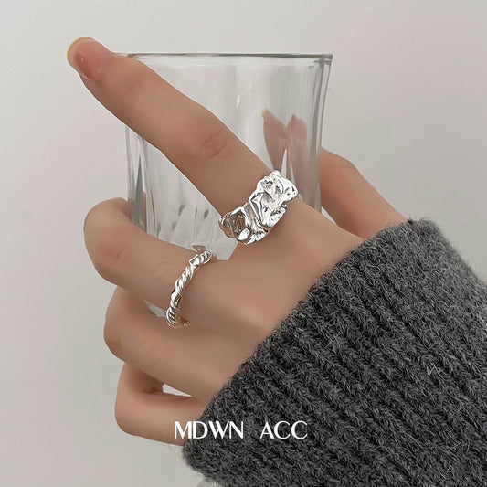 Cool Personalized Index Finger Female Tinfoil Texture Rings