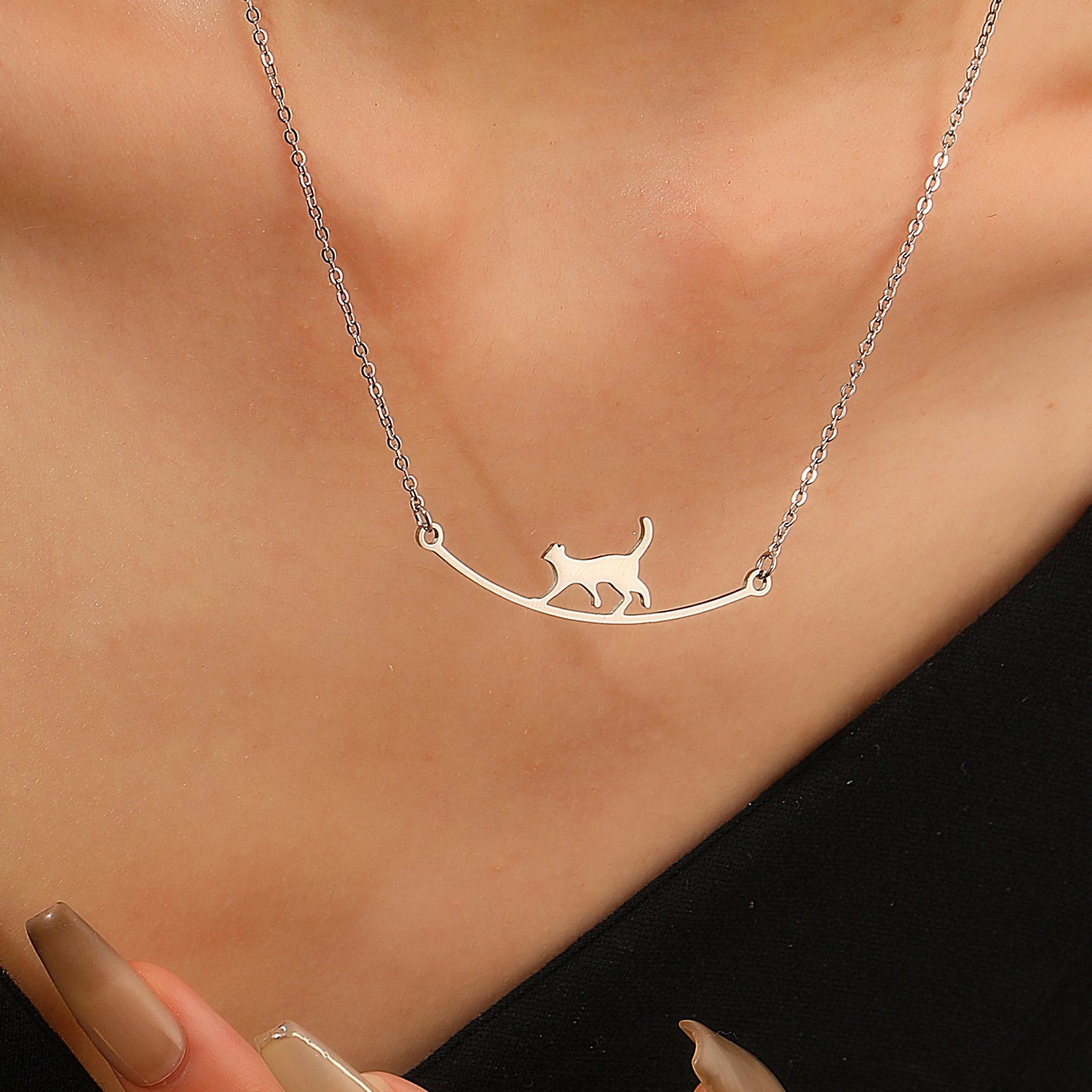 Women's Drop Flower Stainless Steel High-grade Cold Style Necklace