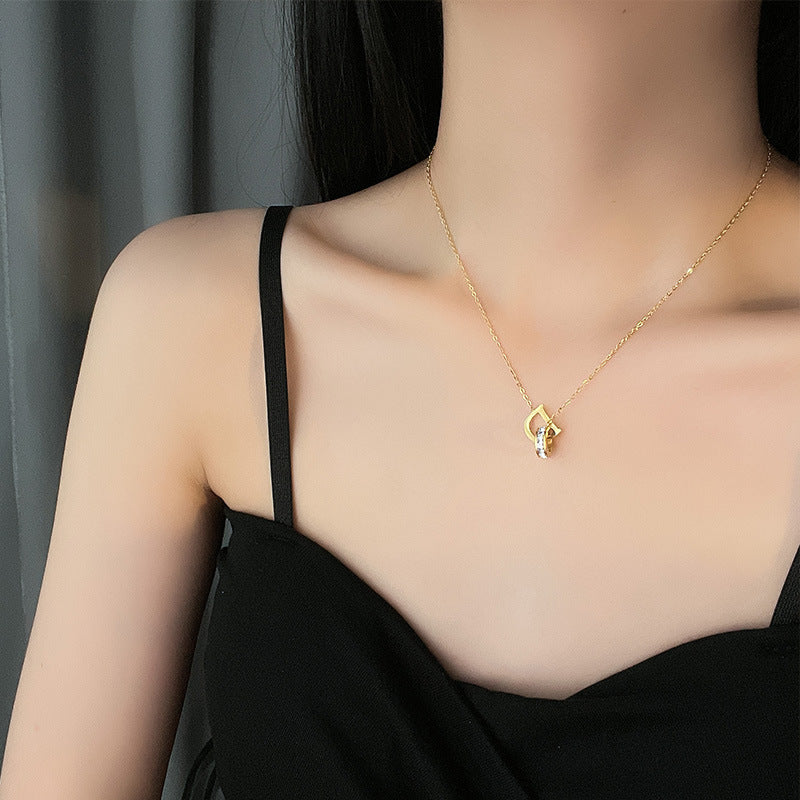 Simple Letter Diamond Female Clavicle Chain Earrings