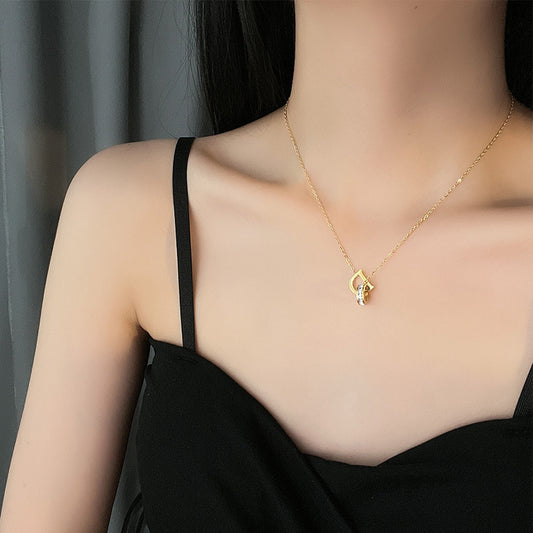 Simple Letter Diamond Female Clavicle Chain Earrings