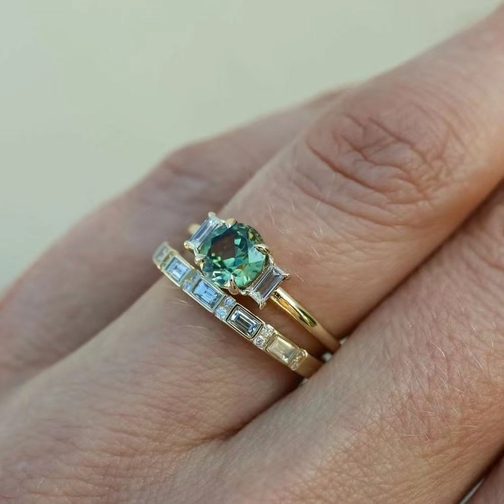 Women's Gold Plated Three-piece Set Engagement Fashion Rings