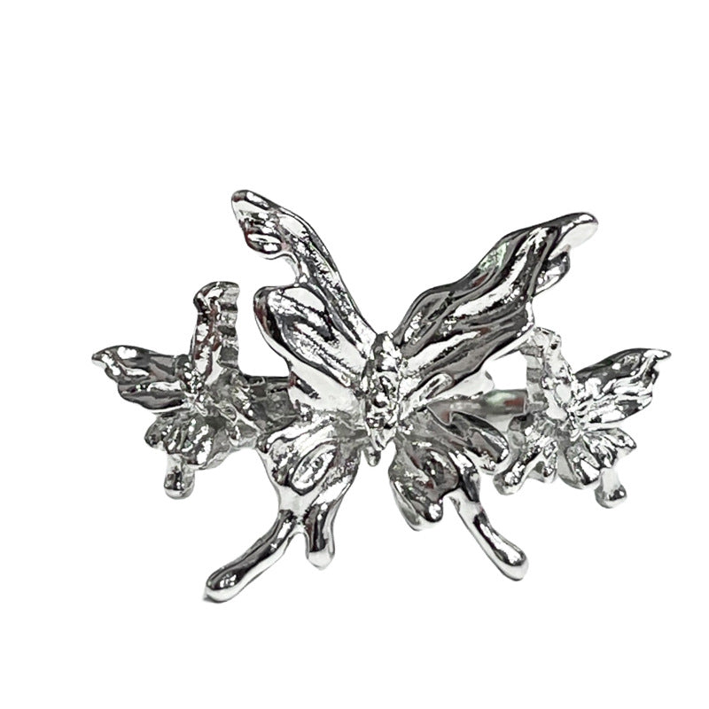 Women's Texture Simple Butterfly Opening Unique Personalized Rings