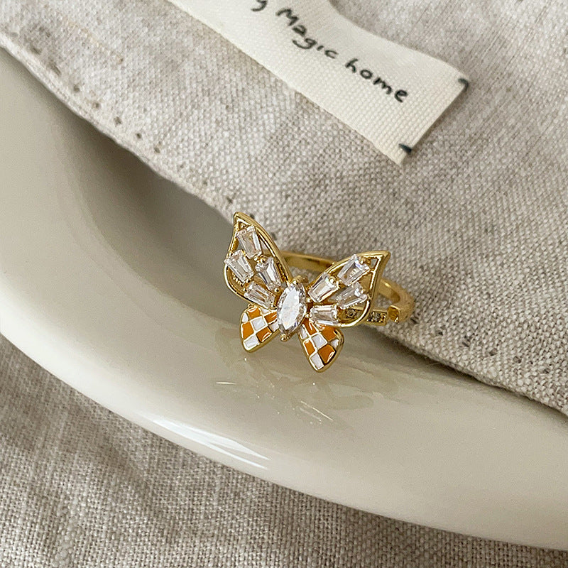 Sweet Cute Color Butterfly Opening Collection Female Personality Rings
