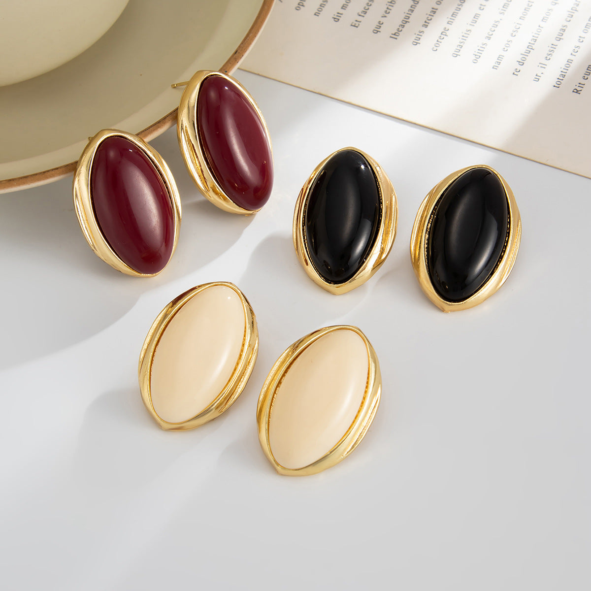 Style Resin Gemstone Niche Retro Geometric Ring