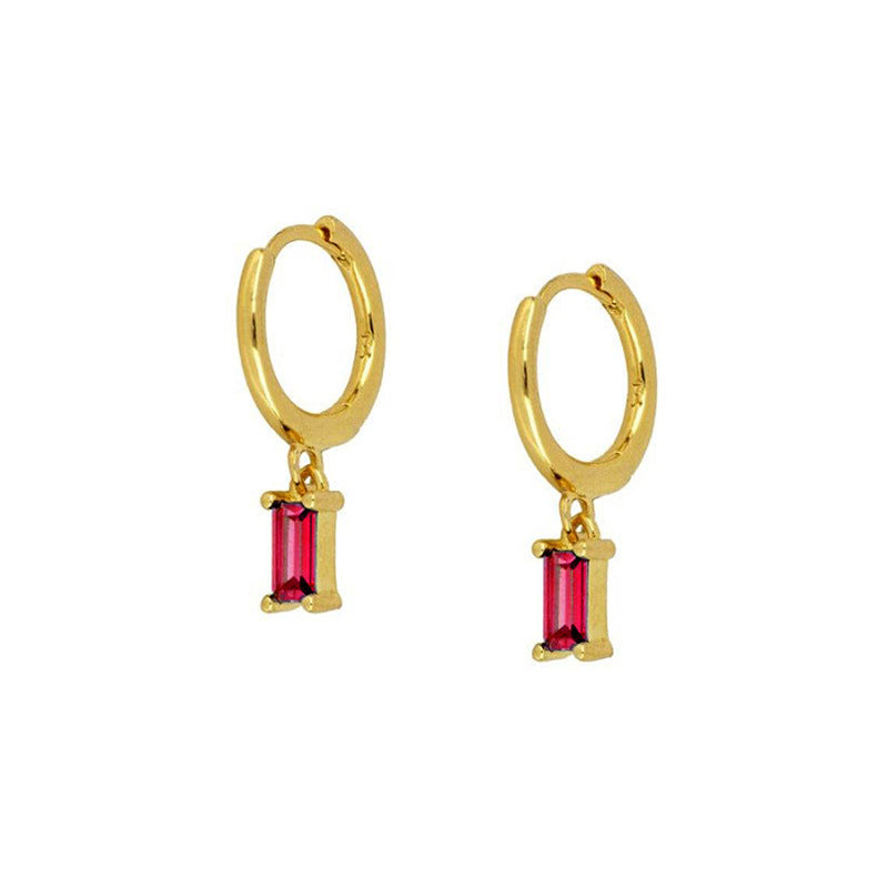 Rectangle Zircon Fashion Ear Clip Female Earrings