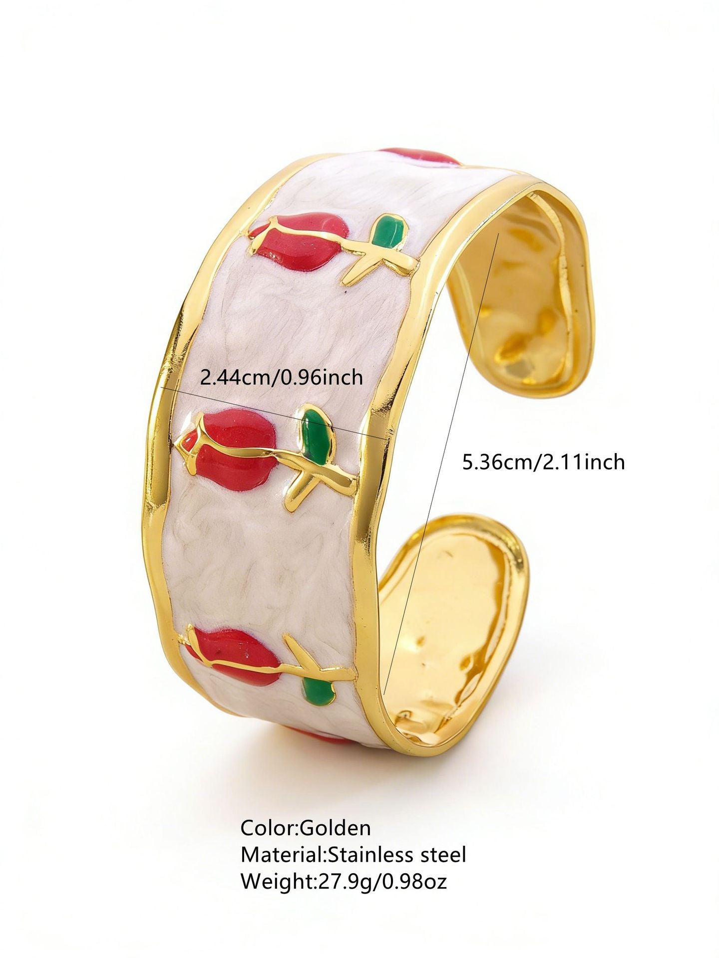 Steel Oil Dripping Cherry Special Interest Light Luxury Flowers Openings Bracelet