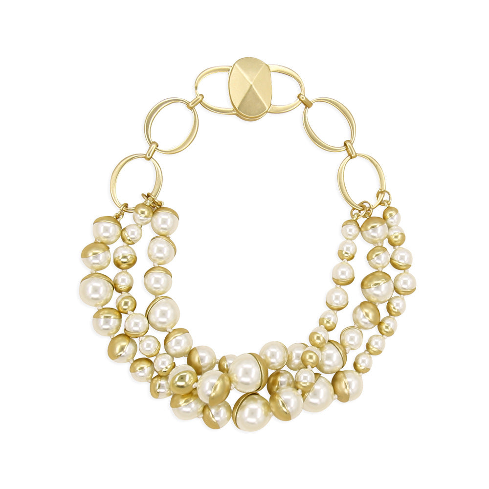 Women's Optional Trendy Copper Pearl Neck Exaggerated Necklace