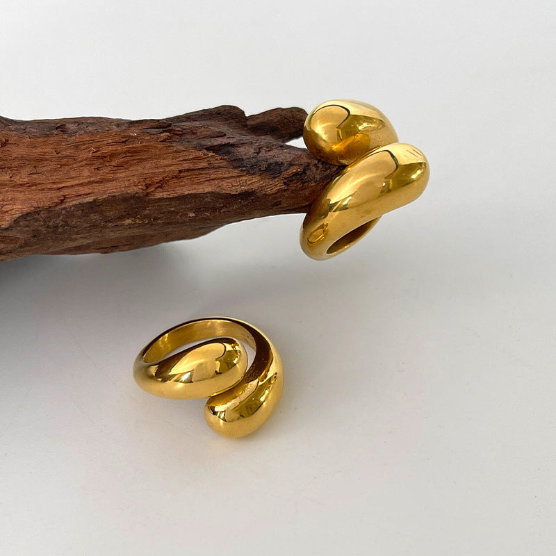 Water Drop Shape Gold Waterproof Color Retention Rings