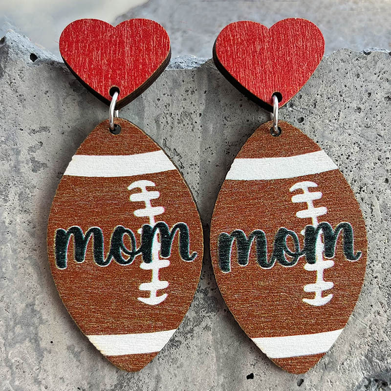 Mother's Day Gift Mom Baseball Football Rugby Earrings