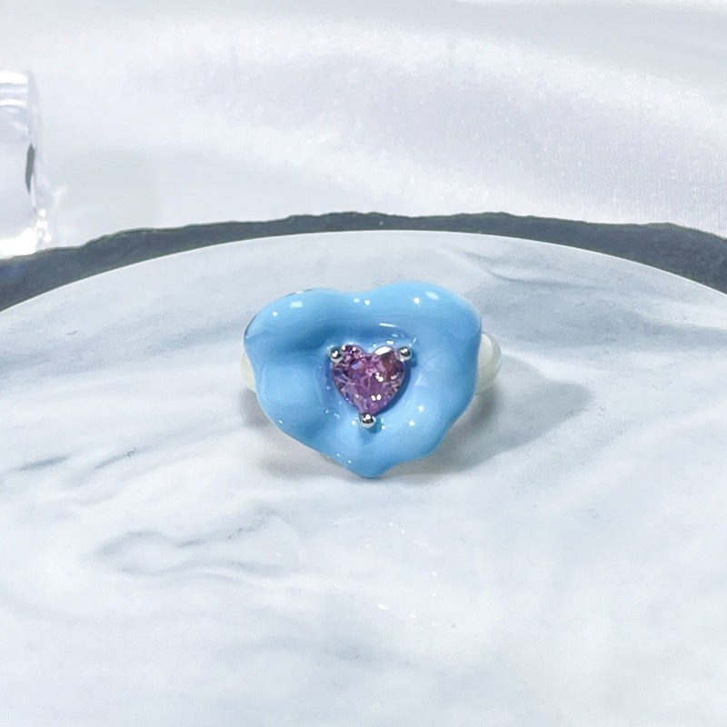 Female Niche Irregular Blue Series Simple Refined Stylish Versatile Rings