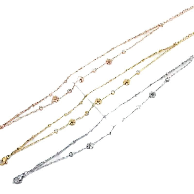 Women's Steel Flower Zircon Tassel Wild Fashion Gold Popular Light Bracelets