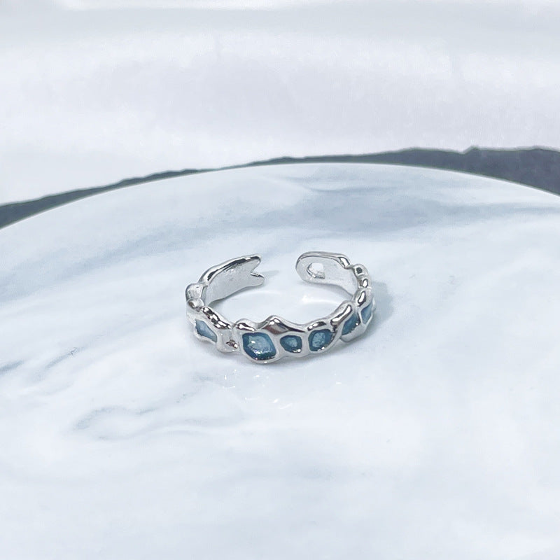 Female Niche Irregular Blue Series Simple Refined Stylish Versatile Rings