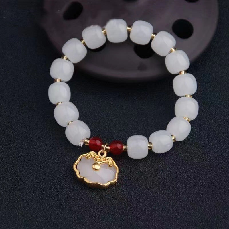 Women's Safe Gold Inlaid With Jade Longevity Bracelets