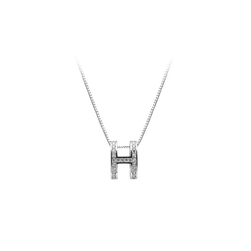 Women's Sterling Sier Super Flash Letter Full Diamond Fan Necklaces