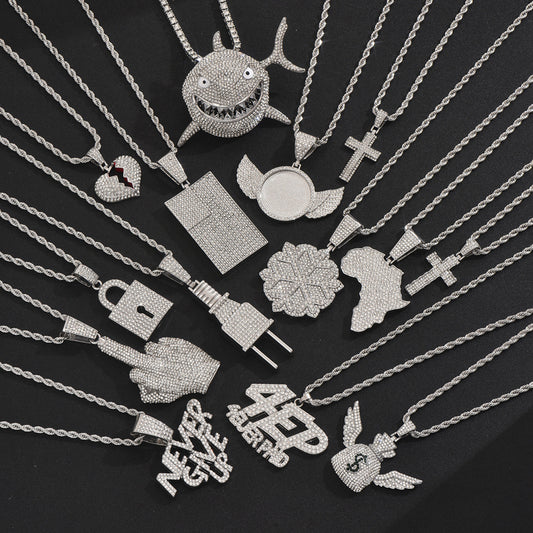 Men's Zircon Cross Design Clavicle Chain Hip Necklaces