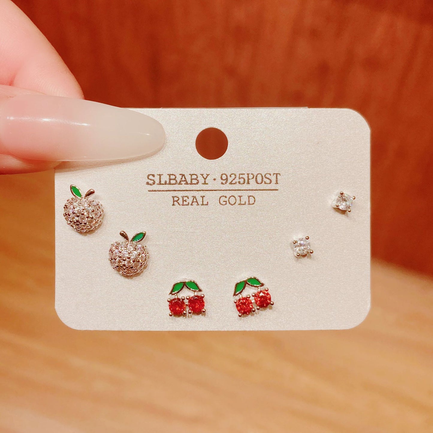 Horse Angola Red Female Cherry Camellia Stud Earrings