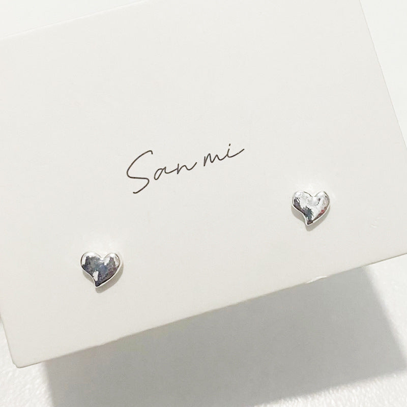 Fresh Plain Sier Plated Bow Female Small Simple Stud Earrings