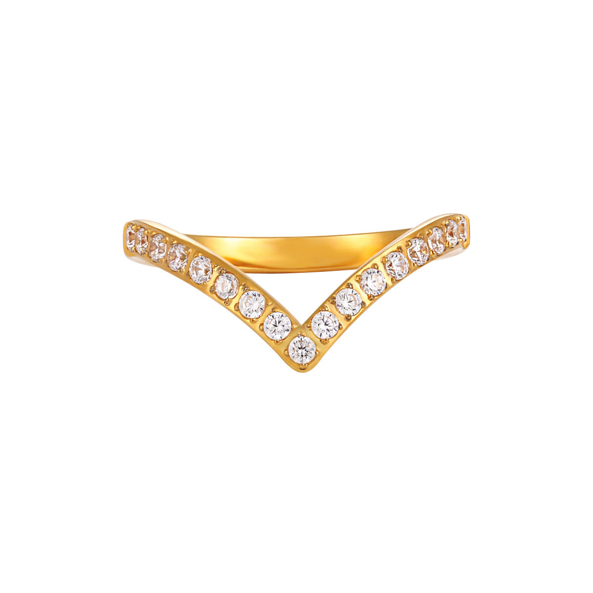 Diamond Grain Stone V-shaped Female Fashion Rings