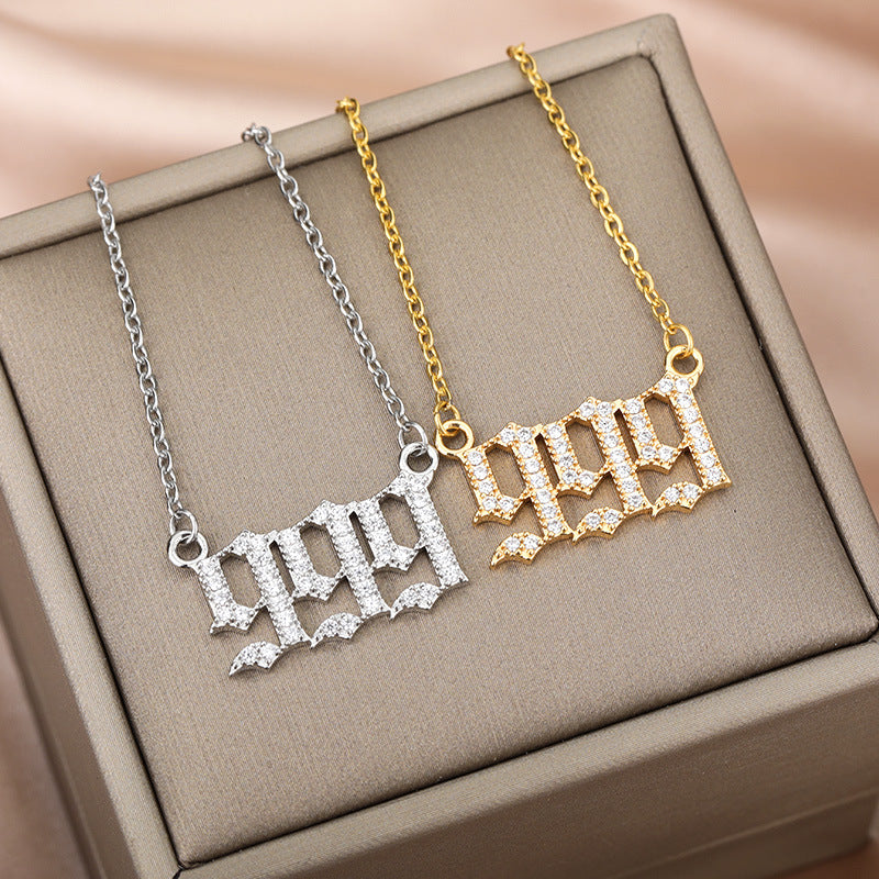 Women's & Men's Digital Angel Zircon Couple Ancient English Necklaces