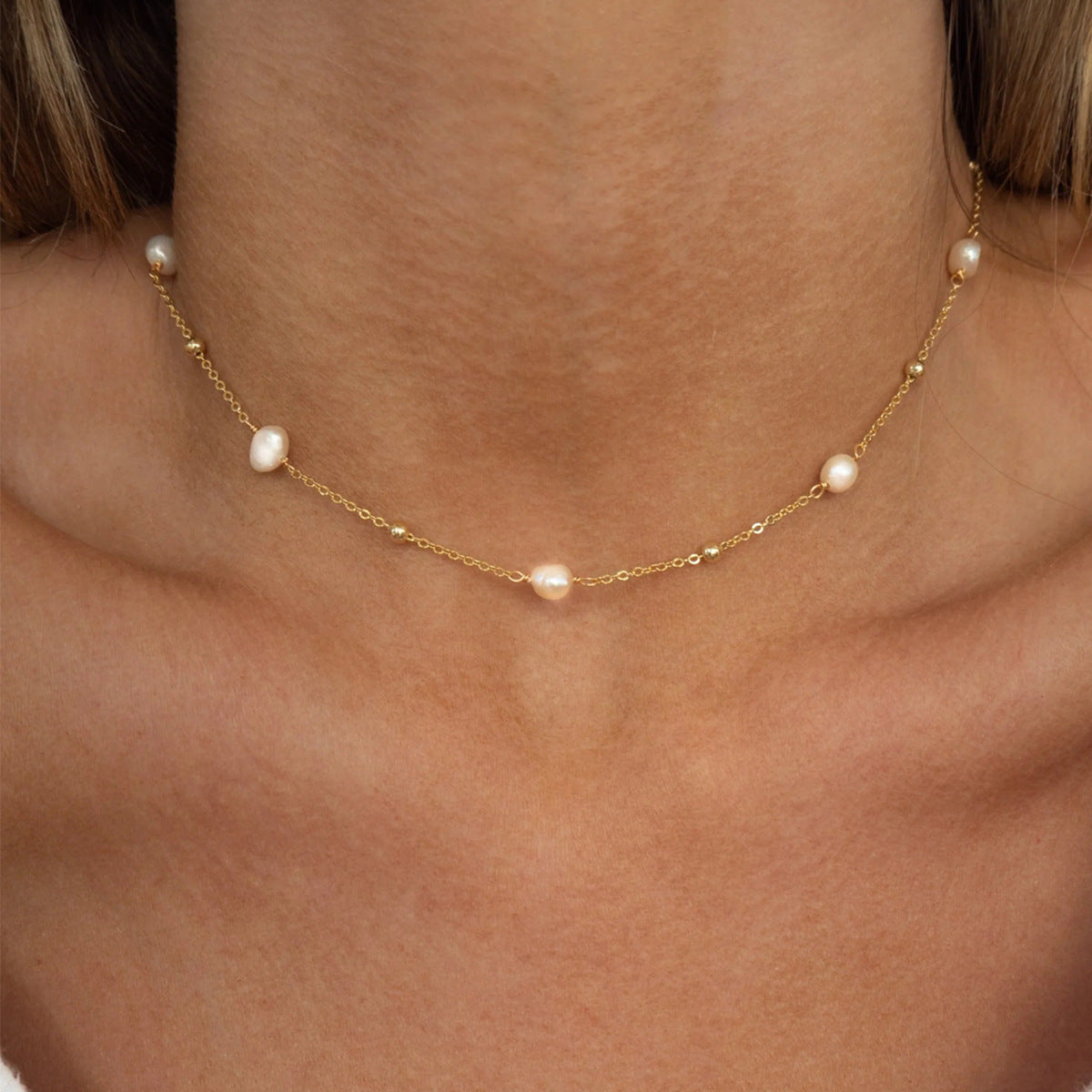 Women's Stainless Steel Choker Gold-plated Clavicle Chain Necklaces