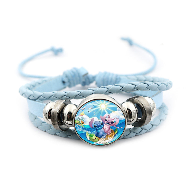 Men's Star Stitch Leather Cartoon Blue Woven Bracelets