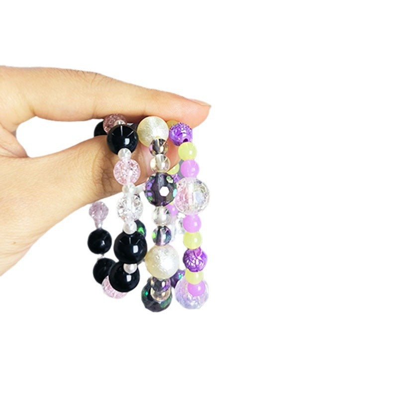 Women's Natural Amethyst Beaded Summer Acrylic Niche Bracelets