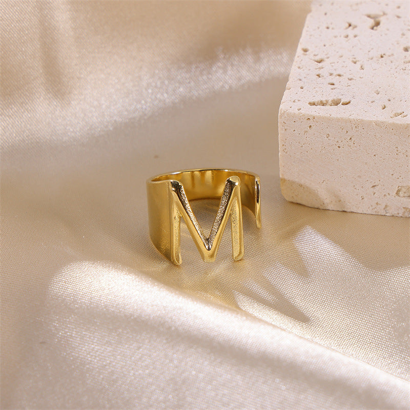 Letters Female Style Fashion Knuckle Personality Vintage Stainless Rings