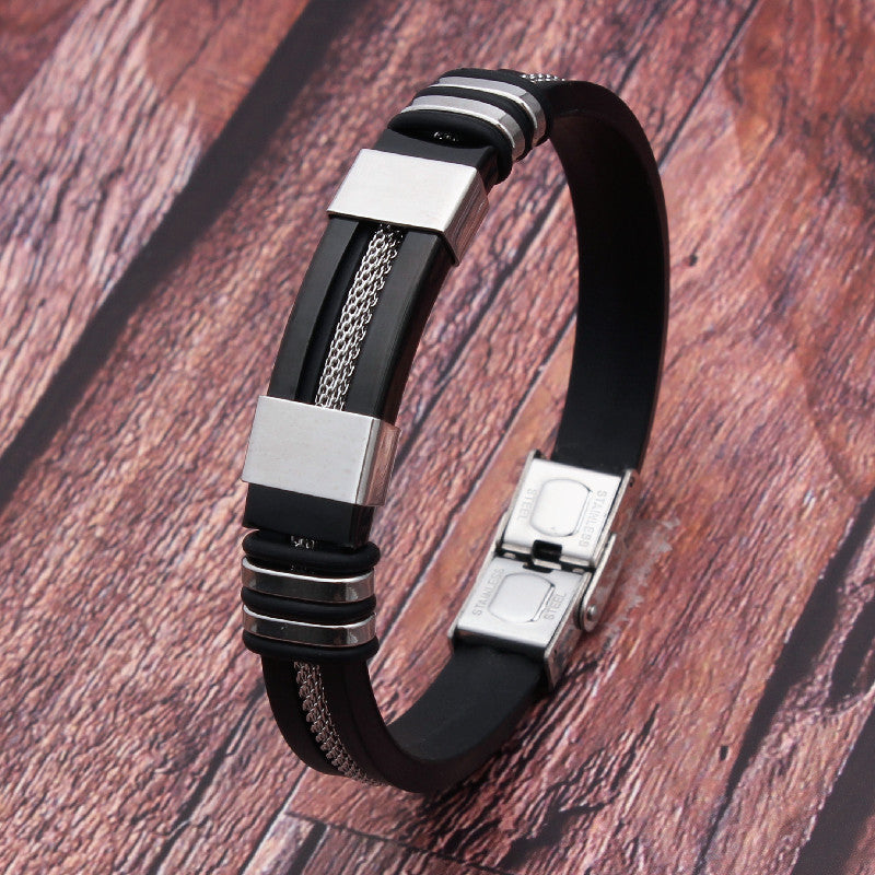 Men's Silicone Titanium Steel Popular Fashion Adjustable Bracelets