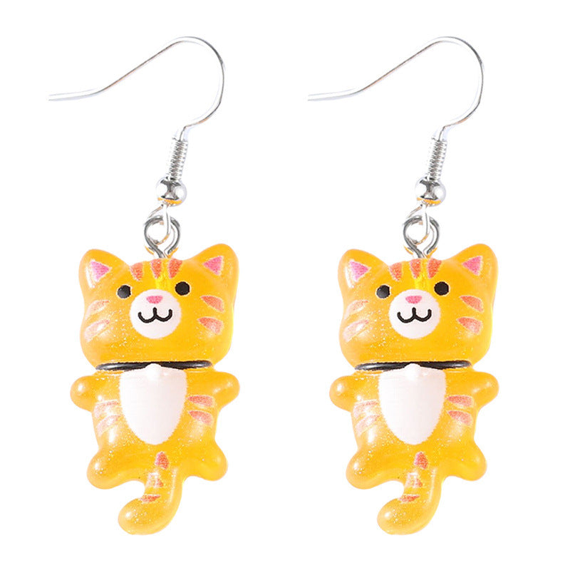 Tail Kitty Small Cute Fun Animal Earrings