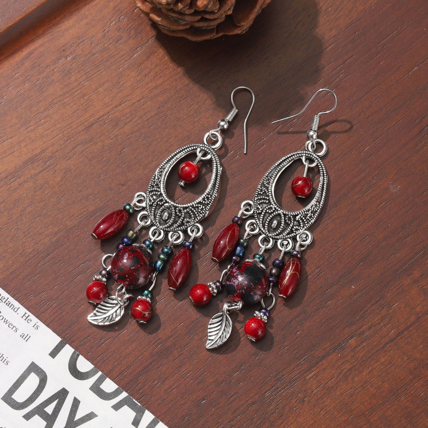 Retro Ethnic Antique Sier Goddess Ornament Earrings