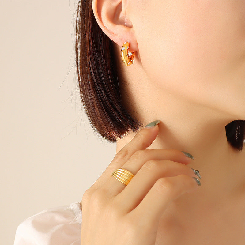 Zircon Inlaid Shaped Does Not Fade Earrings