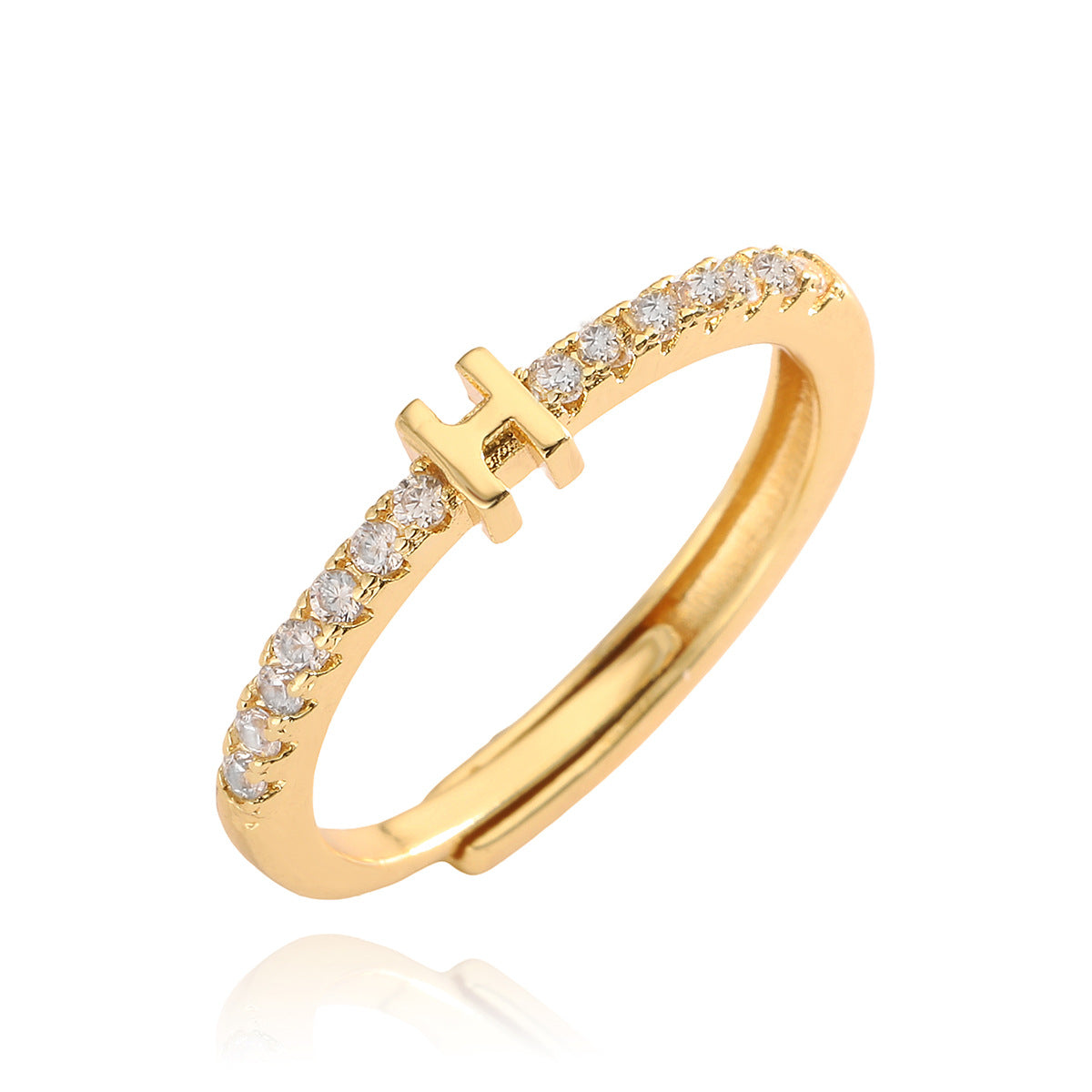 Simple Light Luxury Gold Zircon English Rings