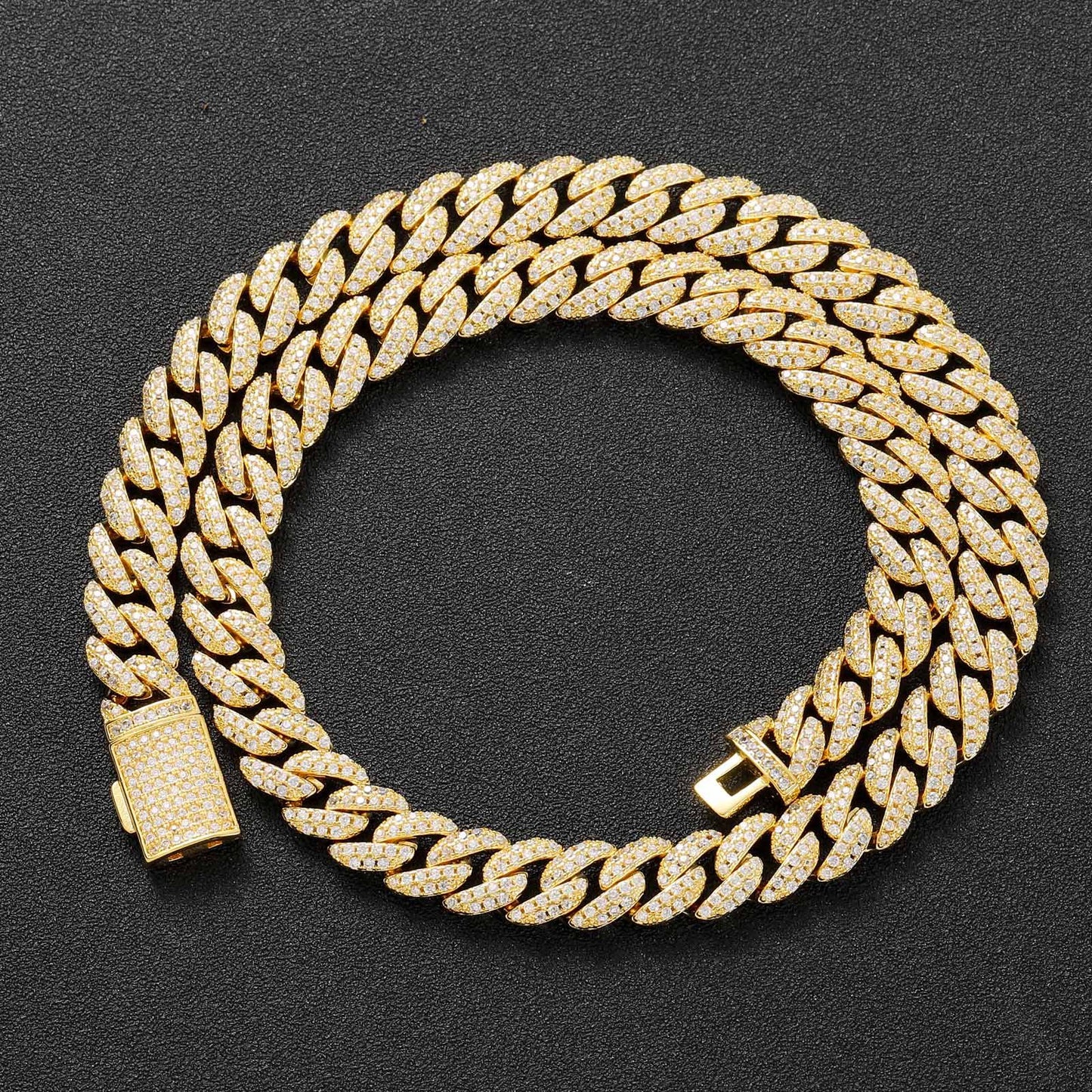 Men's Double Row Zircon Cuban Link Chain Necklaces