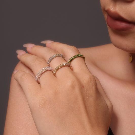 Zircon Light Luxury Stainless Steel Electroplating Index Rings