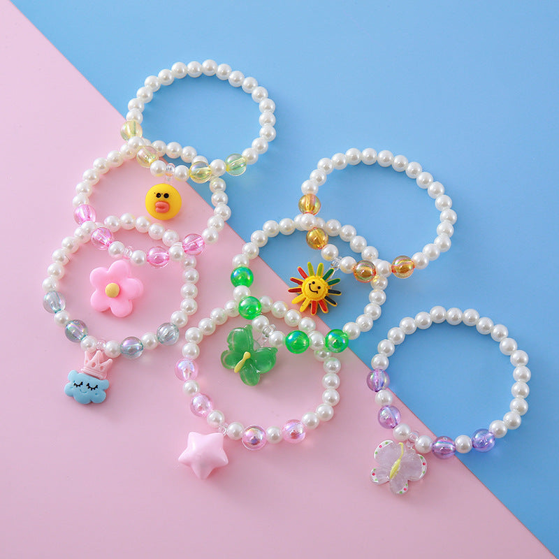 Cute Cartoon Transparent Beads Imitation Pearl Bracelets