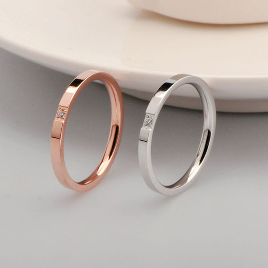 Women's & Men's Rhinestone Rose Gold Micro Inlaid With Rings