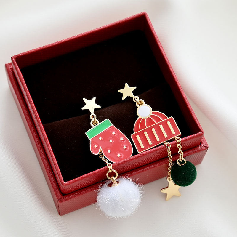 Women's New Christmas Sier Needle Tree Earrings